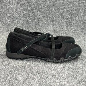 Skechers Biker Mary Jane Shoes Women's Size 9 Black Athletic Relaxed Fit Memory